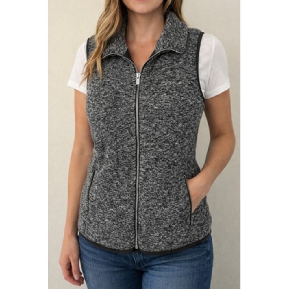 Abercrombie & Fitch Vest Womens Medium Gray Knit Quilted Full Zip Lined Pockets